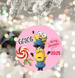 Minions Personalisierter Kinder Weihnachtsschmuck - Weihnachtsbaum Kinder Geschenk - Bild 1 von 4