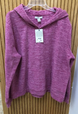 *NEW* G.H. BASS & CO. BASS  Pink Marled Fleece Pullover Hoodie Women's XXL - Image 1 of 4