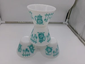 Vintage Hazel Atlas Kitchen Aids Turquoise And White Tea Cups 1950's - Picture 1 of 15