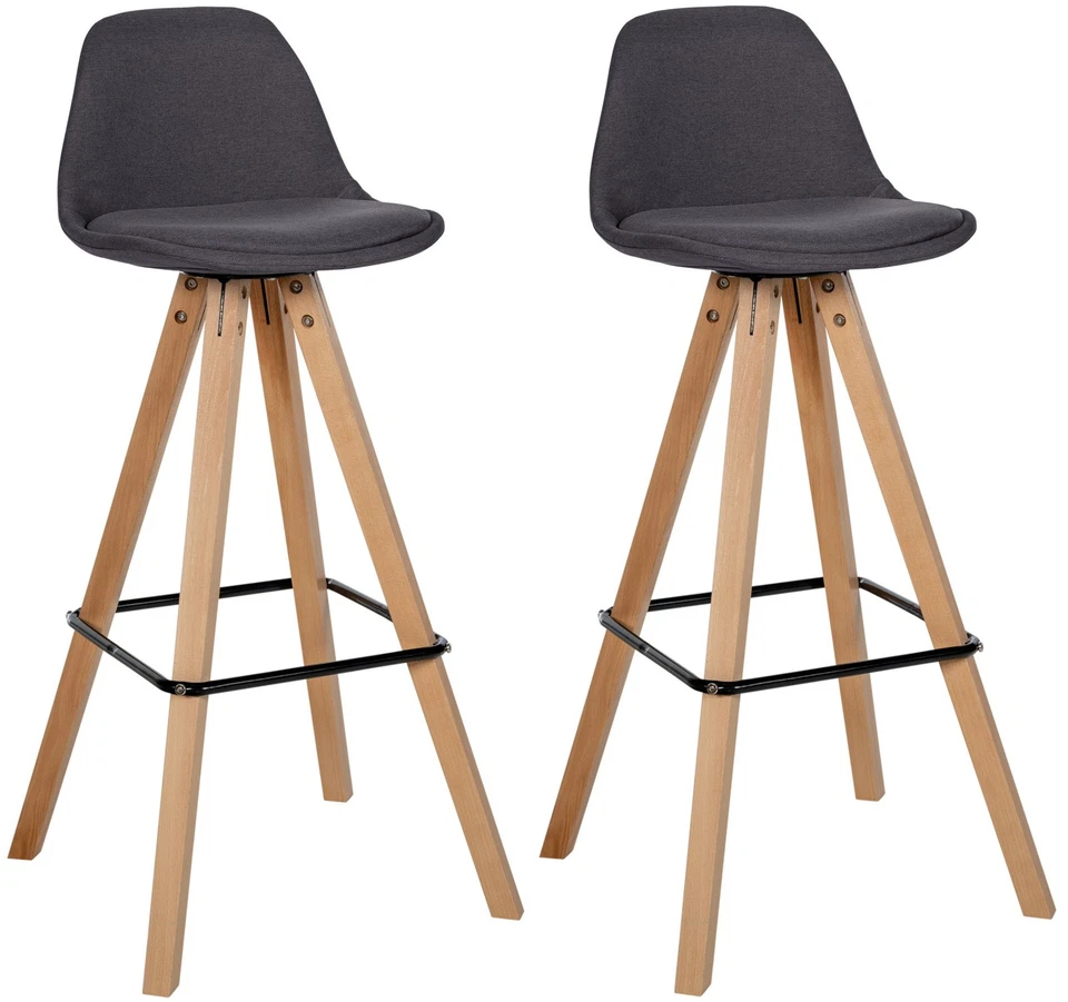 #R133012/1011 2x Barhocker Corbin Stoff Square natura dunkelgrau Küchenhocker - Bild 1 von 1