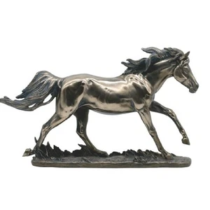Bronze Finish Running Horse Figurine 15 Inches Wide - Picture 1 of 2