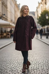 Abrigo mujer T. 38 piel sintética - óptica persa con botones a presión marrón castaño - Imagen 1 de 2