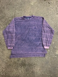 QUIKSILVER Vtg 90s Purple Striped Long Sleeve T-shirt Mens LARGE - Picture 1 of 6