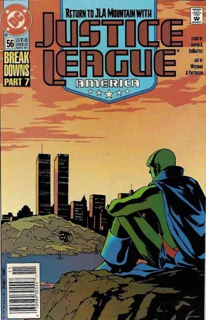 Justice League America #56 (Newsstand) FN; DC | Breakdowns 7 WTC Cover - w/Bag+B - Image 1 of 1