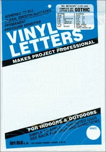 Vinilo adhesivo permanente Duro letras y números .75" 302/paquete-blanco D3213-BLANCO - Imagen 1 de 2