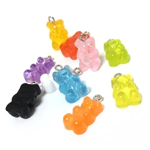 Resin Gummy Bear Pendants Mixed-Colour Mixed 11x21mm Pack Of 7 - Picture 1 of 1