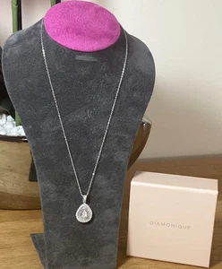 Diamonique 925 Sterling Silver Pendant and Necklace Boxed New - Picture 1 of 4