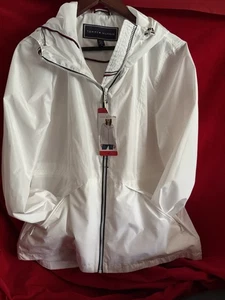 Tommy Hilfiger Damen Regen/Windbreaker Jacke mit Kapuze weiß Gr. M - Bild 1 von 6