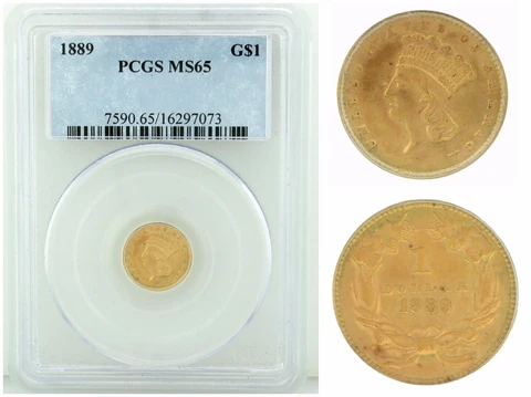 US 1889 PCGS MS65 Indian Princess Gold Dollar $1 Coin Cover