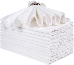 Goroly Home White Lace Napkins Set of 12, 18" x 18" Cotton Machine Washable - Picture 1 of 7