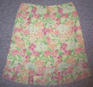 Falda larga completa con estampado floral amarillo colorido CHRISTOPHER & BANKS talla 14 nueva sin etiquetas  - Imagen 1 de 4