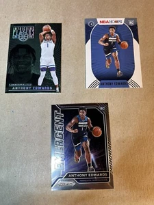 Anthony Edward’s 2 Rookie Cards Emergent Prizm & NBA Hoops - 3 Card Lot - Picture 1 of 2