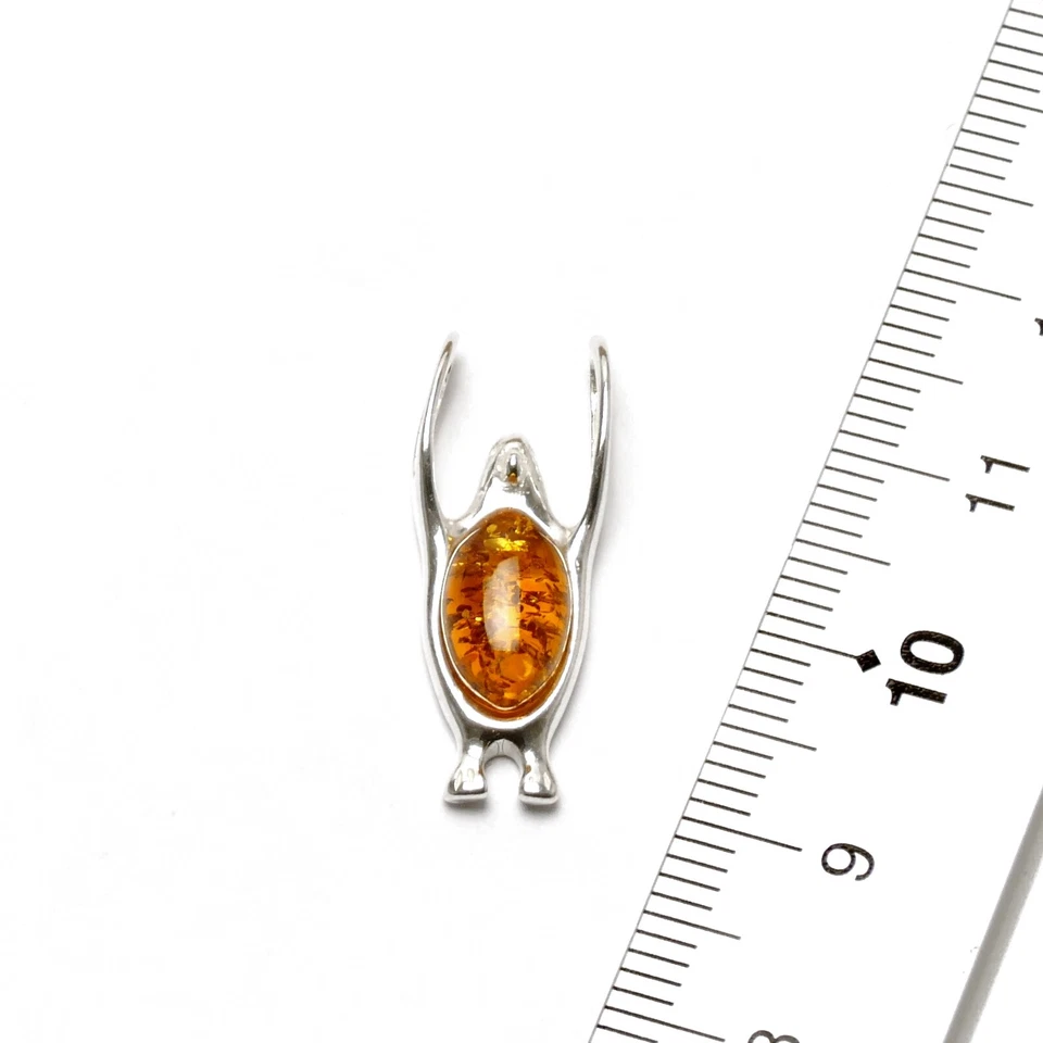 100% Naturbernstein Bernstein Pinguin Anhänger Kettenanhänger 925er Silber K441 - Bild 1 von 1