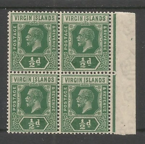 VIRGEN BRITÁNICA IS 1921, KGV, DIE II 1/2d VERDE, SG 80. BLOQUE MARGINAL DE 4. UM - Imagen 1 de 1