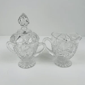 VIntage Hand Cut Lead Crystal Creamer And Sugar Bowl Set - Picture 1 of 9