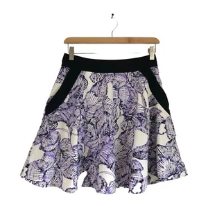 Francesca Skirt Purple White Black Palm Tree Print Short Flare Lined Size Small - Picture 1 of 5