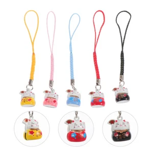 5 Pcs Fan Lucky Cat Pendant Miss Mobile Phone Beckoning Keychains - Zdjęcie 1 z 12