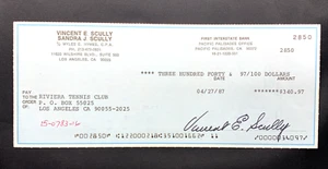 Vin Scully Signed - Autographed Check - PSA/Dna COA Dodgers Great! - Picture 1 of 2