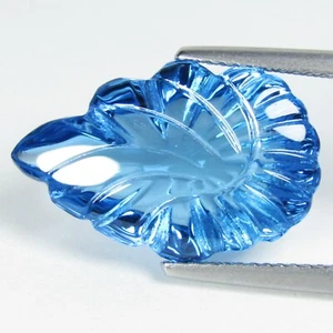 12.60Cts Natural Genuine Swiss Blue Topaz Fancy Pear Shape Carving Loose Gem - Picture 1 of 4