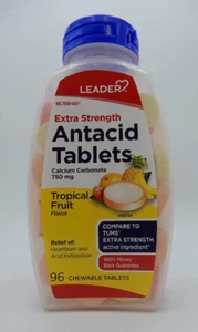 Leader Antacid 750 mg, Tropical Fruit 96 Chewable Tablets 096295136036VL - Picture 1 of 1