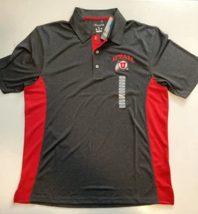 University Of Utah Champion Polo Shirt Gray & Red With Logo Medium New With Tags - Picture 1 of 11