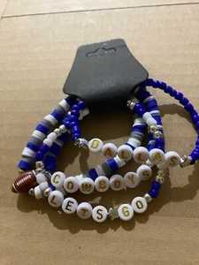 Dallas Cowboys Womens 4-Piece Bracelet Set - Football Charm - Let's Go - Picture 1 of 1