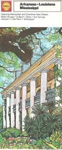 1974 SHELL OIL Road Map ARKANSAS LOUISIANA MISSISSIPPI Biloxi Shreveport Jackson - Picture 1 of 4