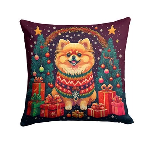 Pomeranian Christmas Fabric Decorative Pillow DAC1141PW1414 - Picture 1 of 3