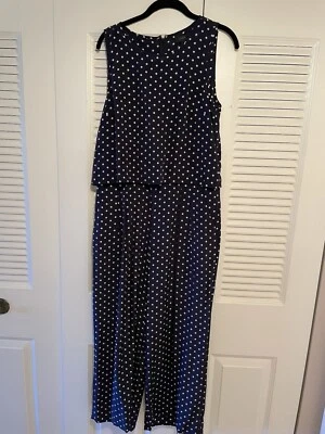 J. Macacão Crew de seda tamanho 6 azul bolinhas perna larga gola redonda - Imagem 1 de 4