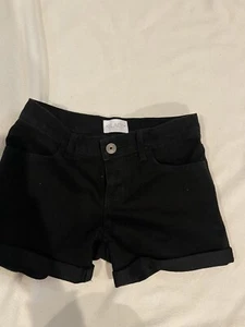 The Children’s Place youth girl size 6x/7 black jean denim shorts EUC Adj waist - Picture 1 of 4