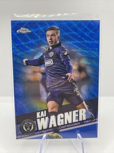 2022 TOPPS CHROME MLS KAI WAGNER /199 BLUE WAVE REFRACTOR #129 PHILLY UNION