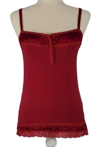 Cooper by Trelise Ruched Red Wine Lace Tank Top Open Front Sexy Satin BNWT Sz. 4 - Picture 1 of 7