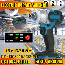 1/2" 18V Cordless Brushless Impact Wrench Adapted to Makita Battery DTW 520Nm