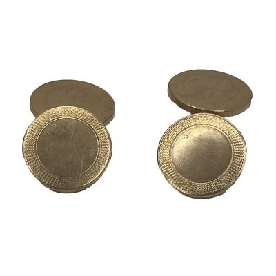 Vintage Gold Plated KREMENTZ Cuff Link Set Etched Design Suit Tux Shirt - Image 1 of 4