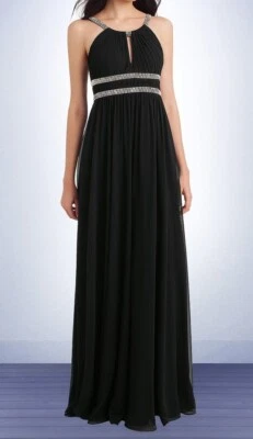 Vestido de fiesta formal Bill Levkoff Dama de honor #1136 negro talla 10 muy bonito Foto 1 de 4