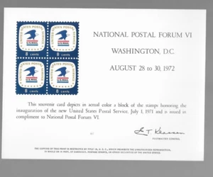 USPS Souvenir Card - National Postal Forum VI Washington DC 28.08. bis 30.1972 - Bild 1 von 2