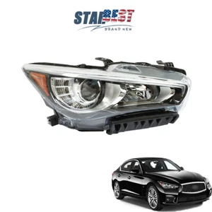 Single Right Headlight w/o AFS Chrome For Infiniti Q50 2014-2017 LED Clear Lens - Picture 1 of 12