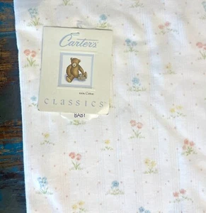 Carters Classics 90's Blanket Pink Blue Yellow Flowers Dots Cotton NOS Floral - Picture 1 of 3