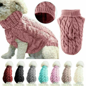 Puppy Dog Jumper Winter Warm Knitted Sweater Pet Clothes Small Dogs Coat Thermal - Picture 1 of 25