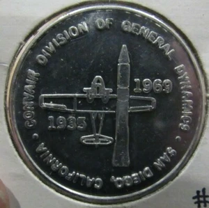 San Diego 1969 200th Anniv. Token de aviación Convair General Dynamics #1 - Imagen 1 de 2