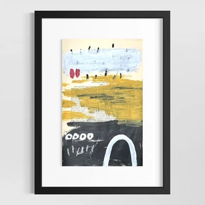 Original Abstract Modern Art Painting on Paper from 1875 Magazine #12 Signed - Picture 1 of 5