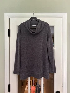 Chic Soul chicSoul.com Tunika Top 2X grau Stehkragen Kängurutasche gebraucht, in einwandfreiem Zustand - Bild 1 von 6