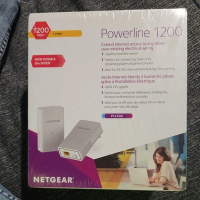 NEW NETGEAR Powerline adapter PL1200 Wall-plug 1200 Mbps Etherne Port Sealed - Image 1 of 4