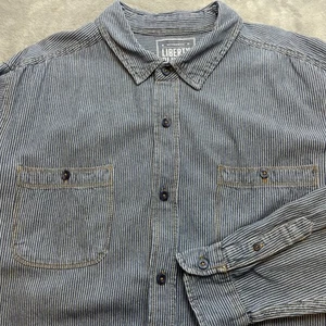 Liberty Blues Railroad Stripe Work Shirt Mens 2XL Big Denim Conductor Engineer - Picture 1 of 9