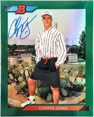 Chipper Jones Atlanta Braves Signed 1992 Bowman Chrome Jumbo Card - LE/50 Topps - Image 1 of 3