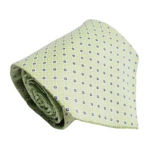 Corbata de seda en punta IZOD verde geométrica para hombre 57x3,5" ancho clásico - Imagen 1 de 5