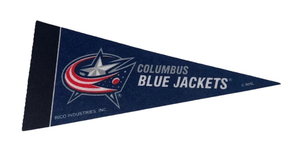 哥伦布蓝色夹克迷你 Pennant 4 英寸 x 9 英寸墙旗 NHL 曲棍球二手 — 第 1/1 张图片