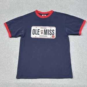 Ole Miss Rebels Shirt Mens M Navy Red NCAA College Football Nike Ringer Tee VTG - Picture 1 of 9