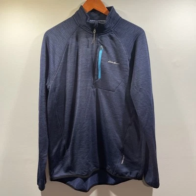 Eddie Bauer First Ascent Free Heat Mens Large Blue Waffle Knit 1/4 Zip Jacket - Image 1 of 4
