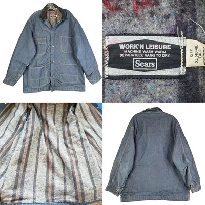 Chaqueta Abrigo de Trabajo Forrada con Manta Sears Leisure Chore XLT 46/48 Verdadera De Colección Foto 1 de 4